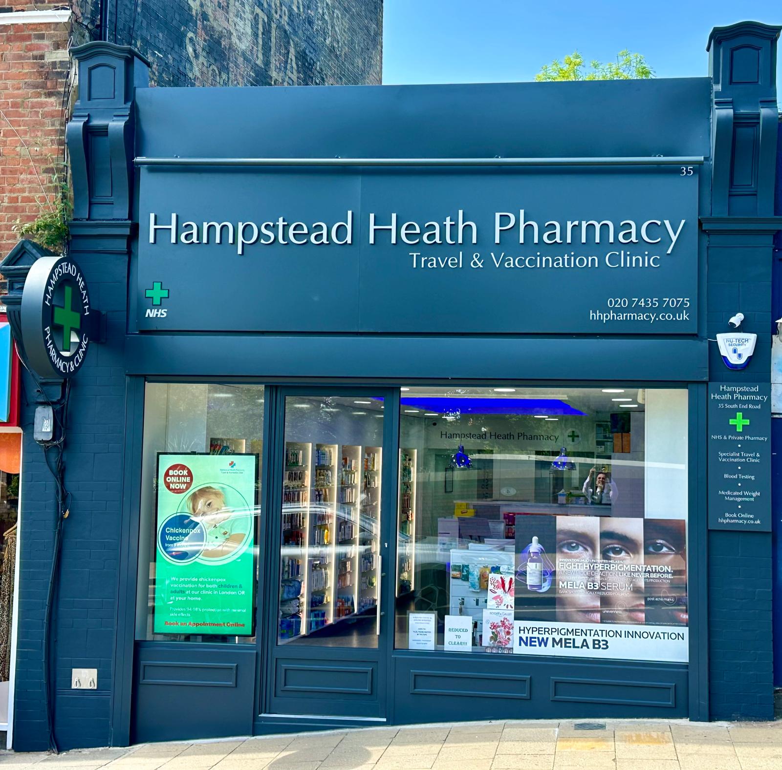 Exterior of Hampstead Heath Pharmacy Travel & Vaccination Clinic